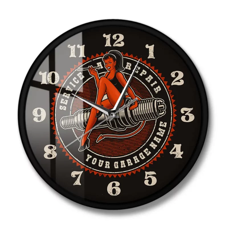 "Expert Devil Girl Automotive Repair: Spark Plug wall clock  - Image 2