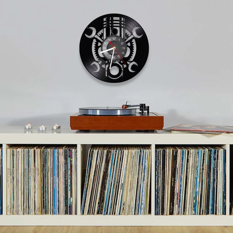 Wall Clock Décor  Vinyl Record Wall Clock Piston Auto Art Retro Album Crafts Wall Clock Mancave Decor Mechanic Gift - Image 4