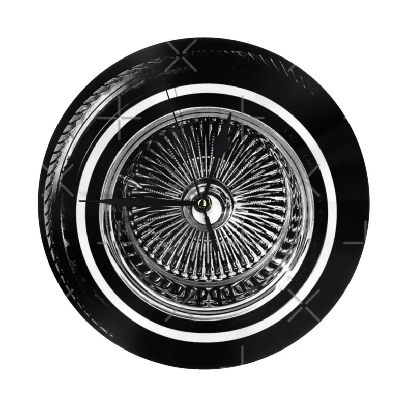 "Retro Lowrider Wall Clock with Chrome Rims and Hydraulics - Vintage Style any Décor"