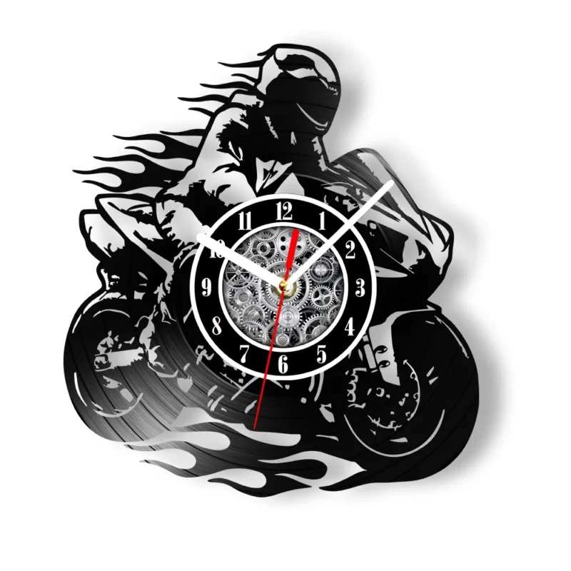 Wall Clock Decor Motocross Racing Vinyl LP Record For Man Cave Extrem Sport Motorcycle Racing Dirt Bike Artwork Racer Retro Wall Clock