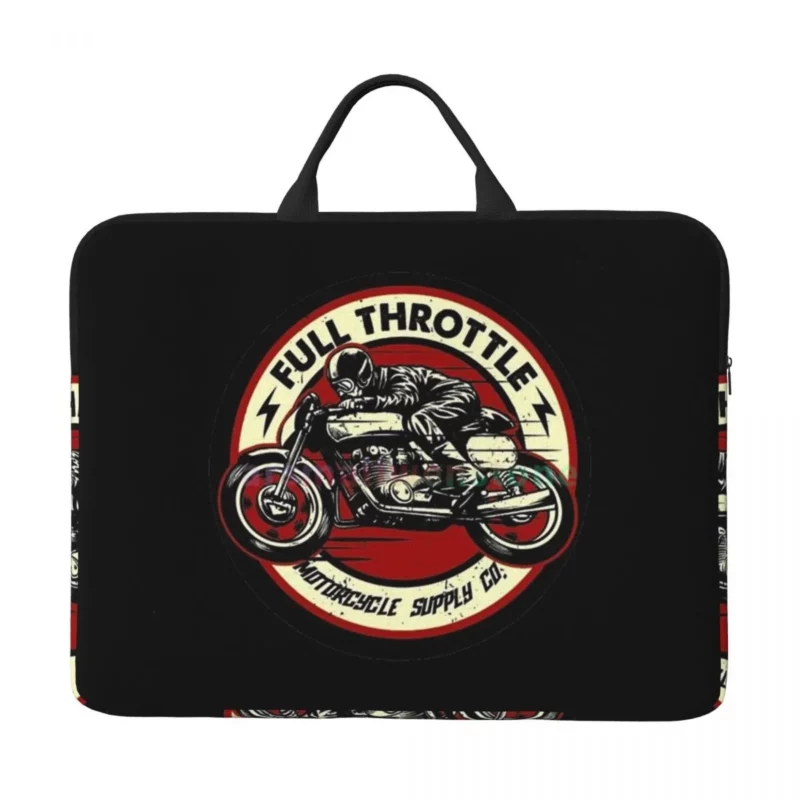 "Water-Resistant Full Throttle Café Racer Rockabilly Biker Laptop Bag - 14 Inch Computer Bag for Office & Travel"