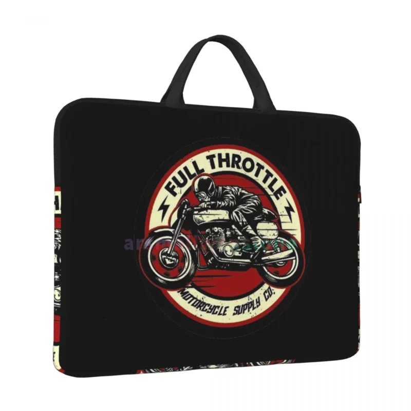 "Water-Resistant Full Throttle Café Racer Rockabilly Biker Laptop Bag - 14 Inch Computer Bag for Office & Travel" - Image 2