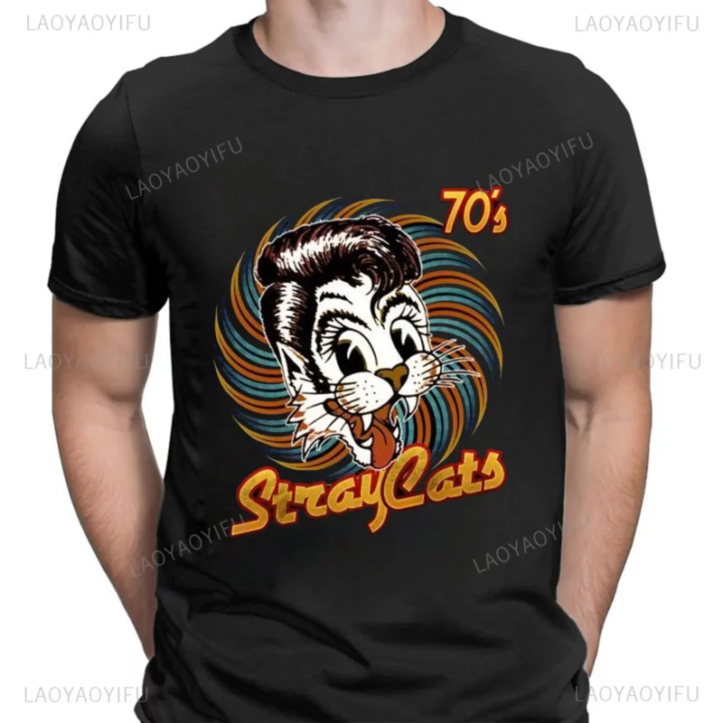 "Stray Cats Rock Classic T-shirt - Vintage Rockabilly Style for Hipster Streetwear Fans" - Image 4