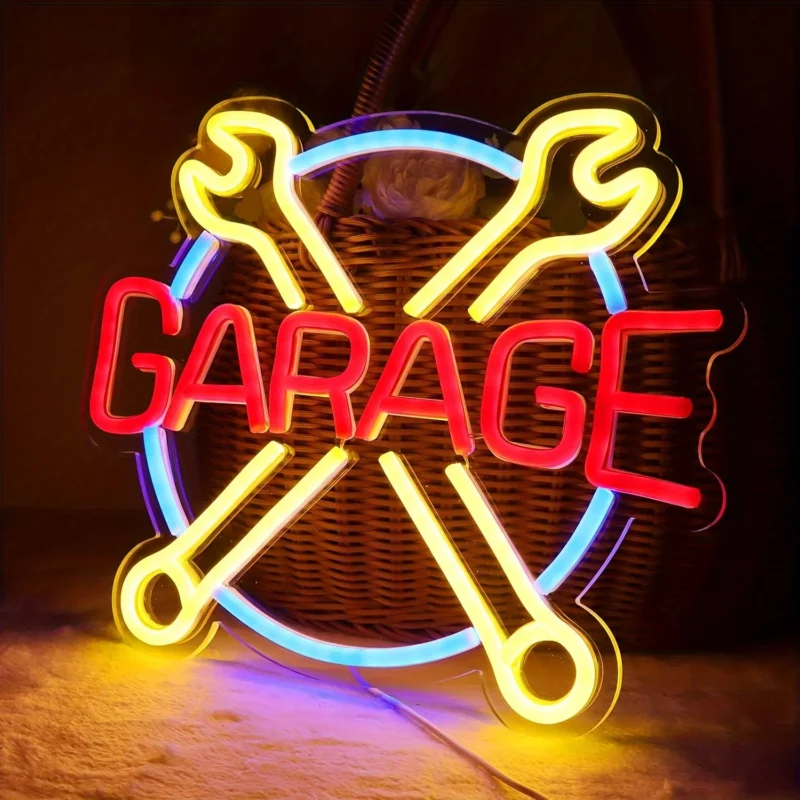 "Neon Garage Sign - LED Car Repair & Workshop Décor | Perfect Gift for Game Rooms & Parties"