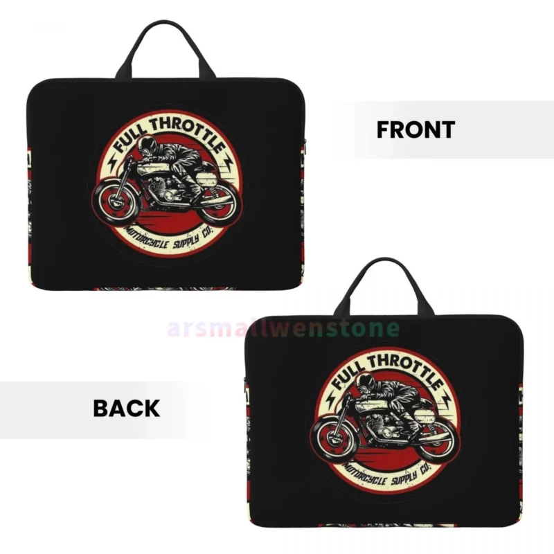 "Water-Resistant Full Throttle Café Racer Rockabilly Biker Laptop Bag - 14 Inch Computer Bag for Office & Travel" - Image 3