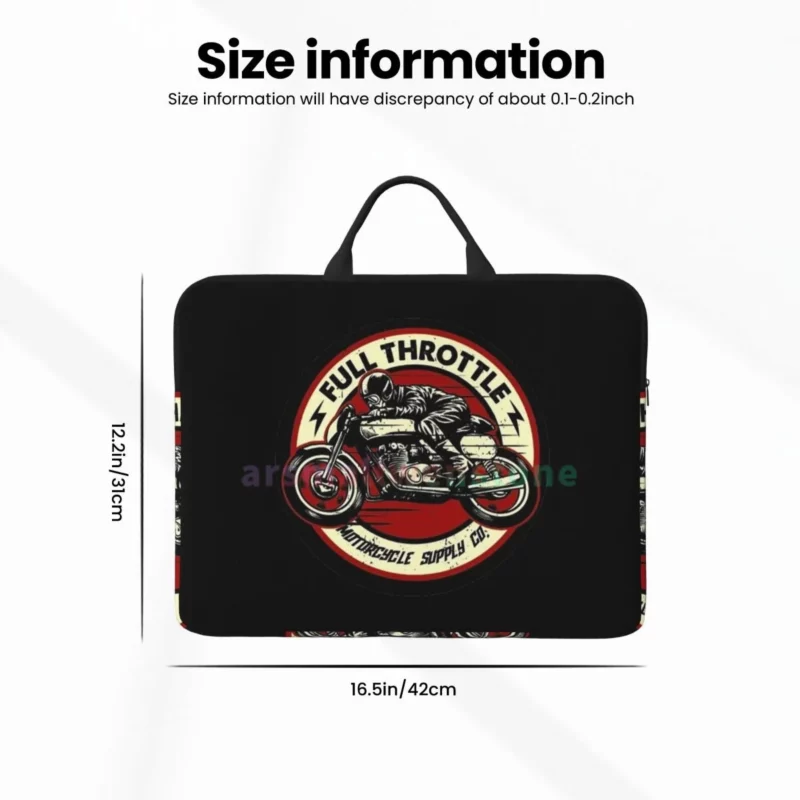 "Water-Resistant Full Throttle Café Racer Rockabilly Biker Laptop Bag - 14 Inch Computer Bag for Office & Travel" - Image 4