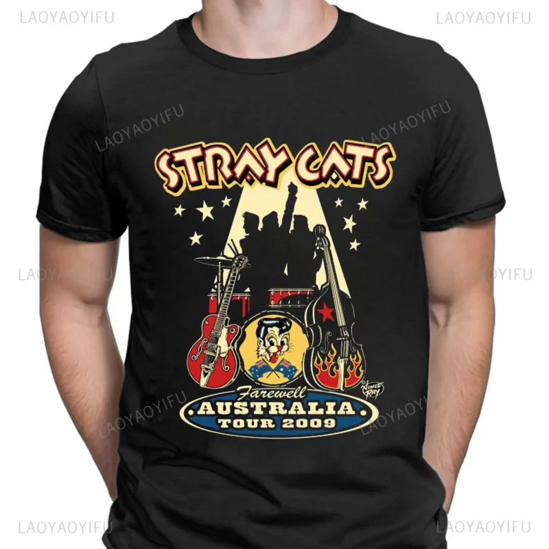 "Stray Cats Rock Classic T-shirt - Vintage Rockabilly Style for Hipster Streetwear Fans" - Image 5